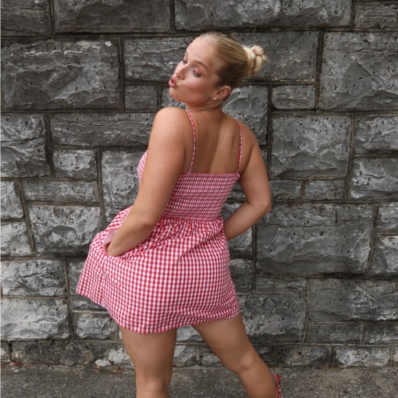 Abercrombie & Fitch Red and White Gingham Dress - Picture 3 of 4